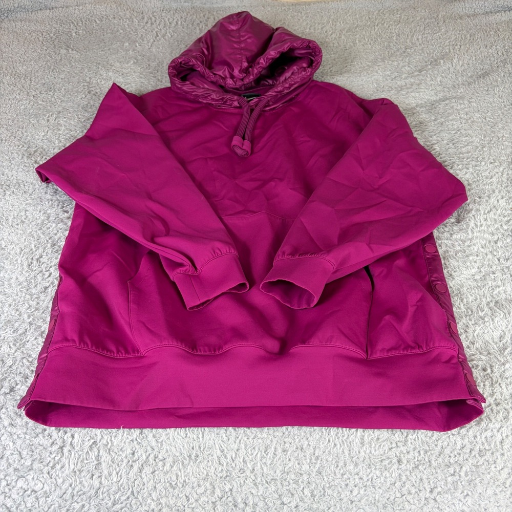 Nike Magenta Pink Snap Side Vent Hoodie Sweatshirt Womens Medium